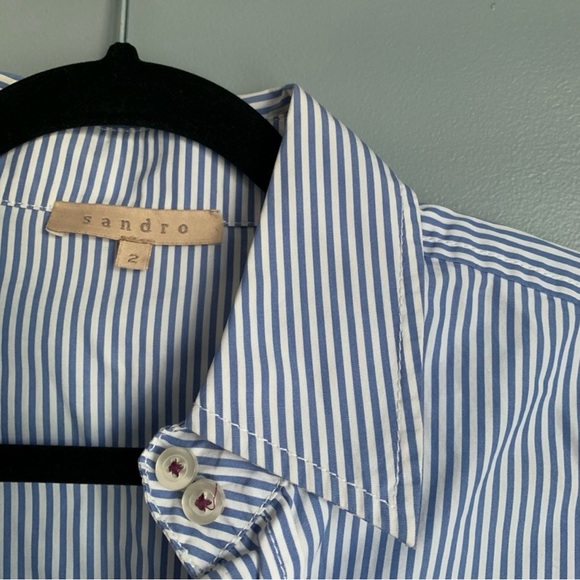 Sandro Striped Button Up Top 2 - Picture 3 of 3